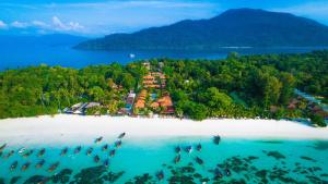 an aerial view of an island in the ocean at Sita Beach Resort in Ko Lipe