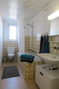 um banheiro com pia e vaso sanitário em Zurich Furnished Apartments em Zurique