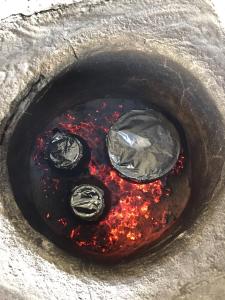 a close up of a fire hydrant with tin foil at Aravan Evi in Urgup