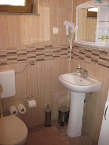 a bathroom with a sink and a toilet and a mirror at Apartment Yasica in Izačić +23 photos
