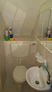 a small bathroom with a toilet and a sink at Casa Teatro Greco in Catania