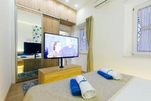 Televízia a/alebo spoločenská miestnosť v ubytovaní Dalti Center Apartment