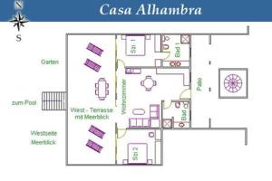 Naktsmītnes Casa Alhambra Finca SanJuan Batista telpu plāns