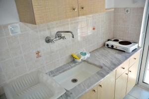 a kitchen counter with a sink and a toaster at Hotel Germany in Paralia Katerinis +97 photos