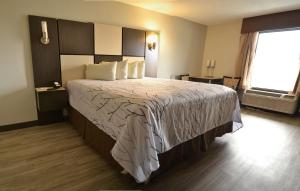 a bedroom with a large bed with a large window at Best Western Cades Cove Inn in Townsend