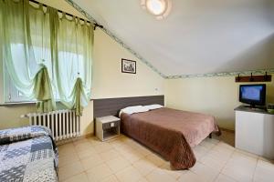 a bedroom with a bed and a television at Albergo Mancuso del Voison in Aosta