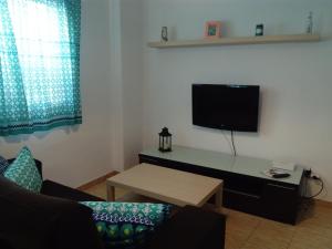 Televízia a/alebo spoločenská miestnosť v ubytovaní Apartamento Dos Aceras