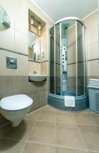 a bathroom with a shower and a toilet and a sink at Apartments on Independence Square in Kyiv +69 photos