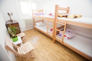 Pokój z 2 łóżkami piętrowymi i 2 krzesłami w obiekcie Hostel Jellostone w Belgradzie