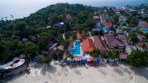 an aerial view of a resort on a beach at Paradise Bungalows in Haad Rin