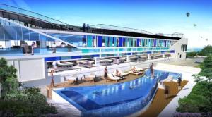a rendering of a building with a swimming pool at R-Con Blue Ocean in Pattaya