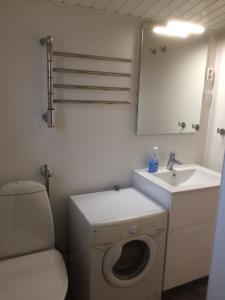 een badkamer met een toilet en een wastafel bij Lillstugan Falköpingsvägen in Broddetorp