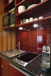 Kuchyň nebo kuchyňský kout v ubytování Apartment-Oberlaa