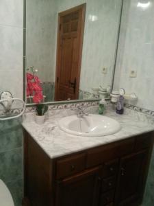 uma casa de banho com um lavatório e um espelho em Casa Luna Lunera em Ayllón