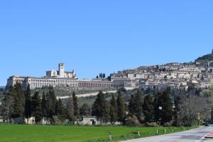 a view of a large building on a hill at Apartments Aurora Delle Rose in Assisi
