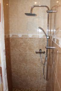 eine Dusche mit Duschkopf im Bad in der Unterkunft Three Aces in Velikaya Dobronʼ