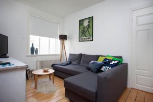 a living room with a couch and a table at Aska Apartment in Reykjavík