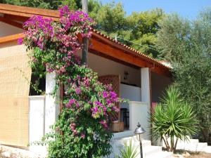 una casa con fiori viola su un lato di Althea Village Residence a Vieste