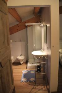 a bathroom with a sink and a toilet at Agriturismo Monte Scala in Taglio di Po