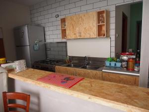 een keuken met een aanrecht en een koelkast bij I due Grappoli in Boscotrecase