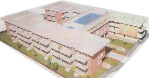 ビビオーネにあるResidence Geminiのスイミングプール付きの建物図面