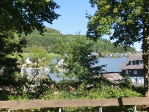 a view of a village through the trees at Beautiful holiday home near the ski area in Schmallenberg