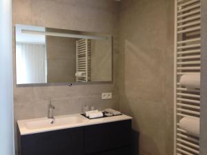 a bathroom with a sink and a mirror at Comfort Aan Zee Guestrooms in Ostend