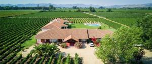 an aerial view of a house in the middle of a vineyard at Hotel Terraviña in Santa Cruz