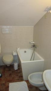 a bathroom with a toilet and a tub and a sink at Hotel Bel Sit in Madesimo +14 photos