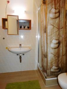 W łazience znajduje się umywalka i prysznic. w obiekcie Quartier Lindleinstrasse w mieście Würzburg
