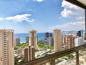 a view of a city from a balcony at Los Gemelos 2- Aloturin Benidorm in Benidorm