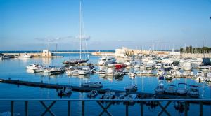 Um monte de barcos estão ancorados num porto. em B&B Suite Home Trani em Trani