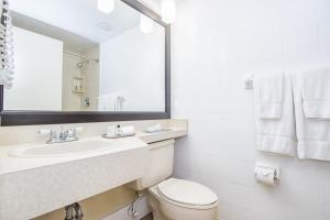 a white toilet sitting next to a bathroom sink at Regency Miami Airport in Miami