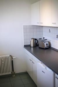 a kitchen with a counter top with a tea kettle on it at FeWo SeeLeben in Bodman-Ludwigshafen