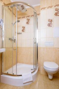 bagno con doccia e servizi igienici. di Eliza Inn a Zelenogradsk