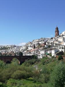 a city with a bridge and buildings on a hill at Casa Maika in Montoro
