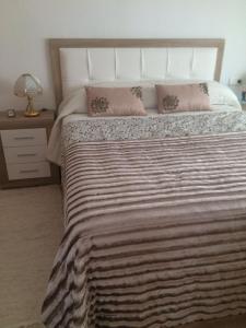 トレビエハにあるCasa Angelinaのベッドルーム1室(ピンクの枕が付いた大型ベッド1台付)