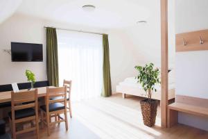 A television and/or entertainment centre at Weingut-Gästezimmer UHL