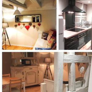 a collage of three pictures of a kitchen and a room at Gîte chez "Mamie Schlop" in Kientzheim