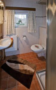un bagno con lavandino e WC di Gästehaus Sylvia a Biberwier