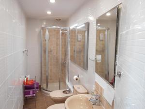 a bathroom with a shower and a sink and a mirror at Apartamento Drago de StarApsTenerife in Sauzal +18 photos