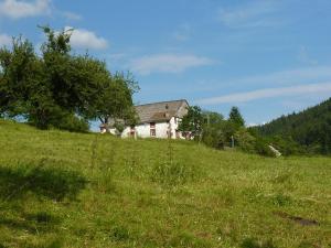 an old house on a hill in a field at Charming holiday home near the ski slopes in Vagney