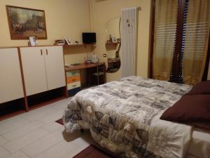um quarto com uma cama e uma secretária. em B&B Peschi in Fiore em Valeggio sul Mincio