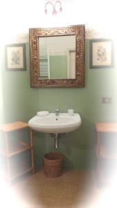 y baño con lavabo y espejo. en Agriturismo Le Colombaie, en Busseto