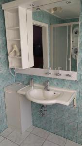 a bathroom with a sink and a mirror at Landhaus Mecklenburg in Waren +33 photos