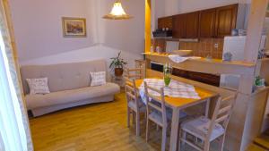 a kitchen and living room with a table and a couch at Apartment Branko Brodarica in Brodarica +18 photos