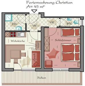 Půdorys ubytování Appartementhaus Sennhüttn