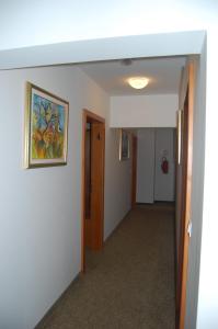 a hallway with a painting on the wall and a door at Penzion Pri Slovenc in Dol pri Ljubljani