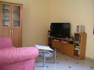 a living room with a couch and a tv at Apartman Belići in Kastav