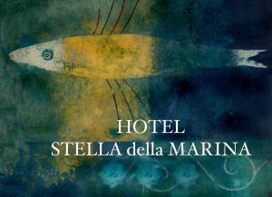 a painting of a fish with the words hotel stella delka marina at Stella Della Marina in Monterosso al Mare